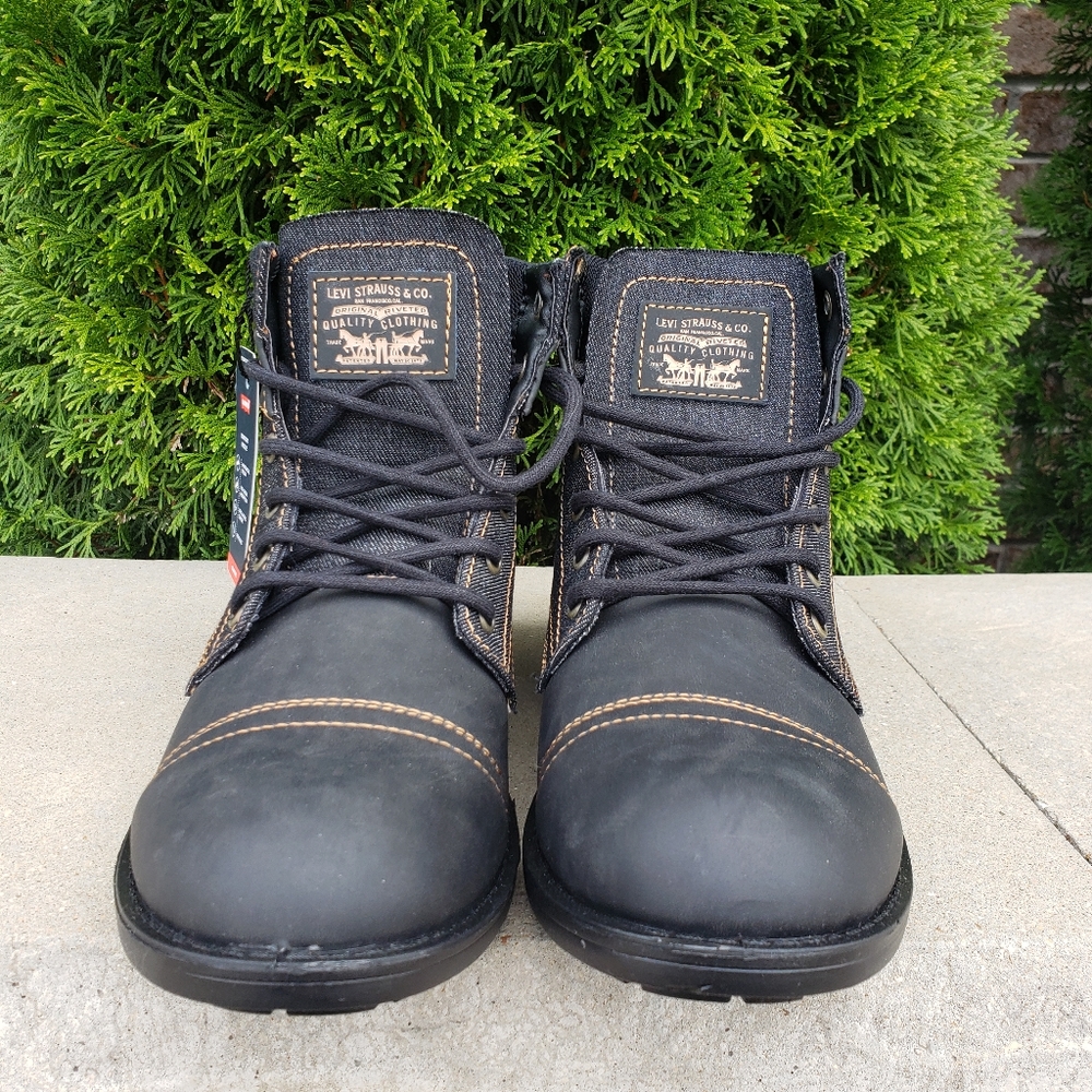 NWT LEVI'S Lace-up High-top Denim/Leather Boots - Picture 4 of 8